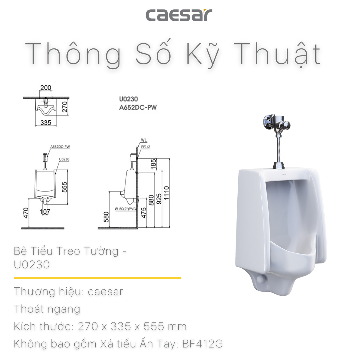 Bệ Tiểu Nam Treo Tường - U0230 - Ảnh 13