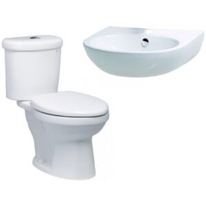 Combo Caesar C2 CT1338 + L2152 Bồn Cầu 2 Khối Và Lavabo Treo Tường