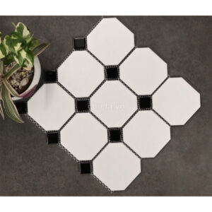Gạch Mosaic Trắng Đen Kiểu Bát Giác Nhập Khẩu R2950Y7 | 8801