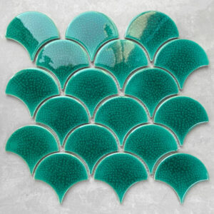 Gạch Mosaic Vảy Cá Màu Xanh Men Rạn XFB90011