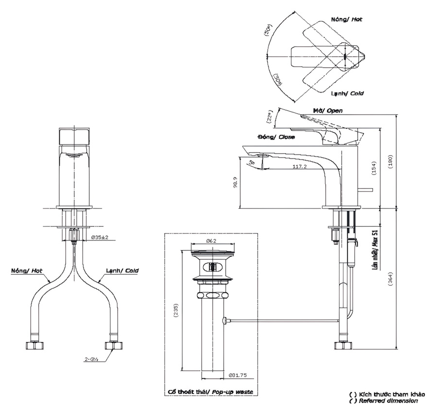 Vòi Lavabo TOTO gật gù nóng lạnh GE TLG07301V cao cấp, chính hãng - Ảnh 3
