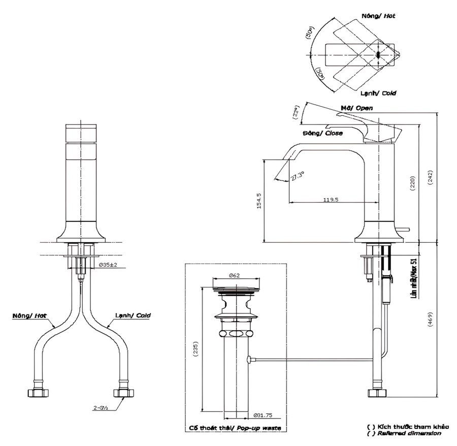 Vòi Lavabo rửa TOTO TLG08303V gật gù nóng lạnh GC TLG08303V cao cấp, chính hãng - Ảnh 3