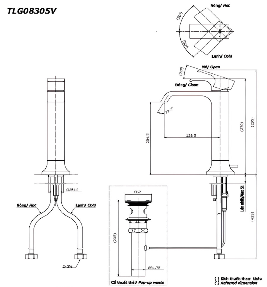 Vòi Lavabo rửa TOTO TLG08305V gật gù nóng lạnh GC TLG08305V cao cấp, chính hãng - Ảnh 3