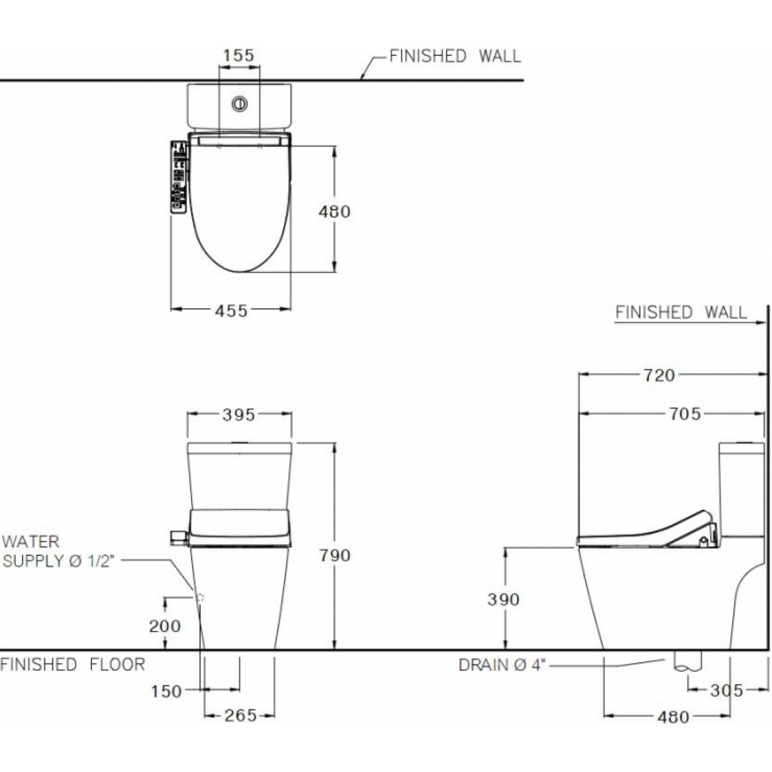 Bồn Cầu Hai Khối COTTO C110507(CV3) Nắp Rửa Điện Tử - Ảnh 3