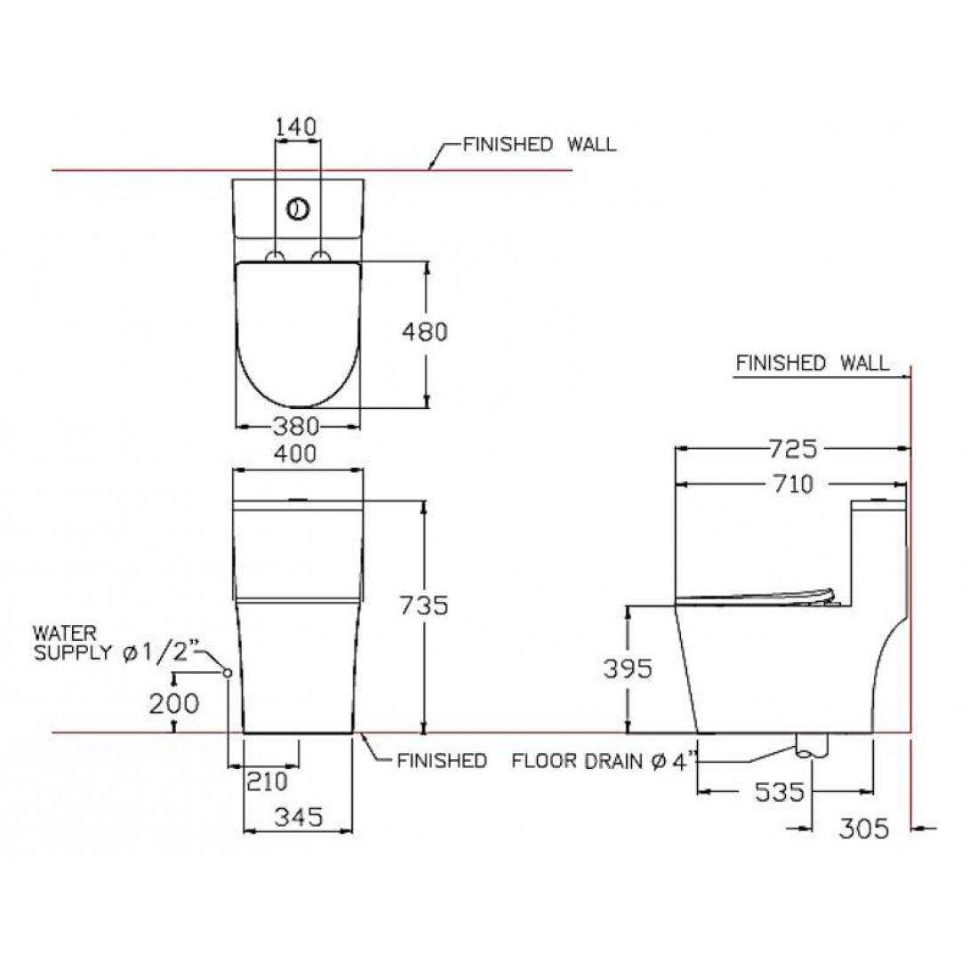 Bồn Cầu Cotto C11003HNOS Một Khối Xả Nhấn Wynn - Ảnh 3
