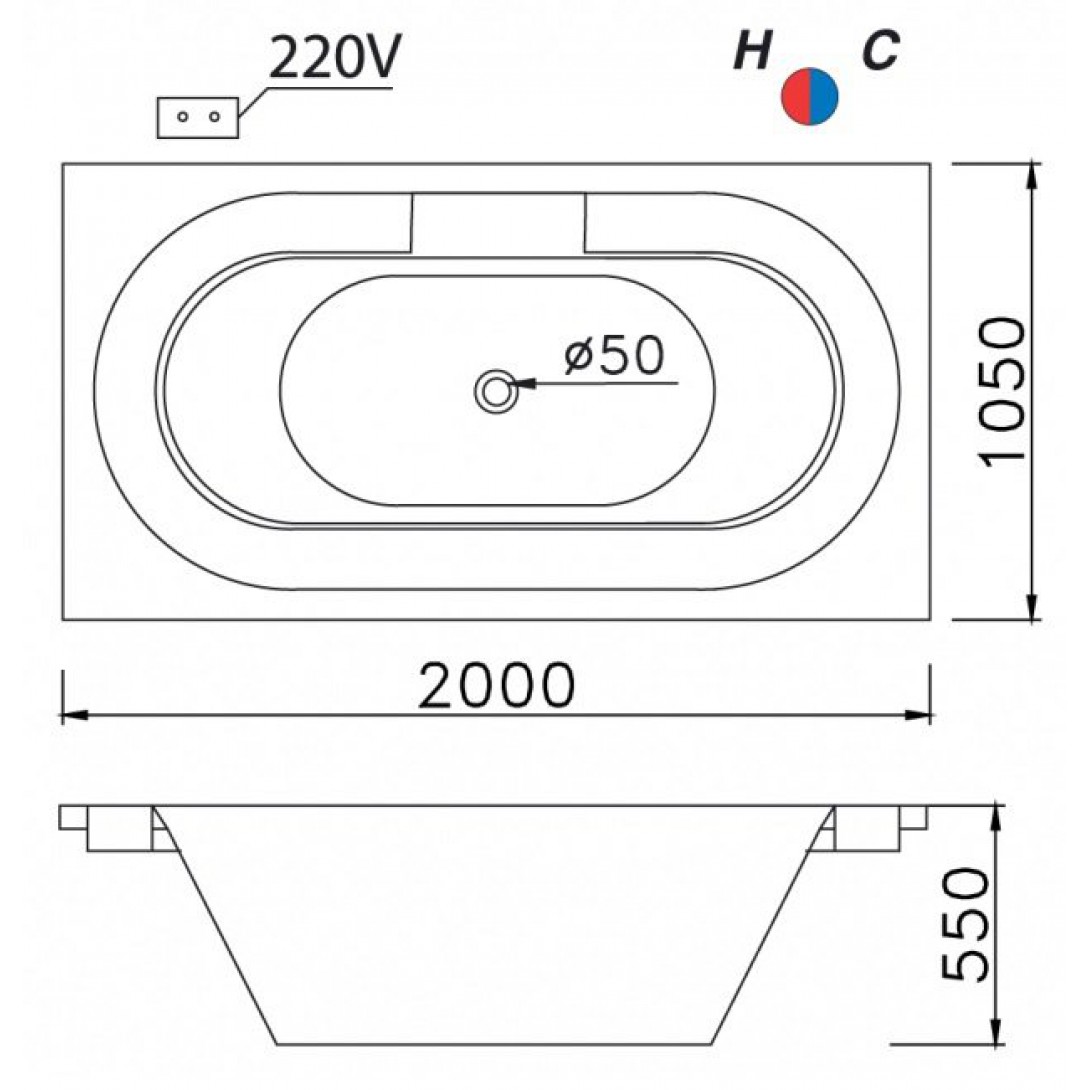 Bồn Tắm Xây Caesar MT212S Massage Hơi 2 Mét - Ảnh 3
