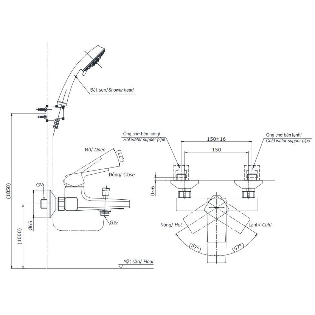 Củ sen Tắm TOTO TBG10302VA nóng lạnh - Ảnh 3