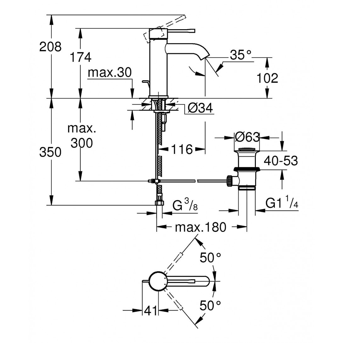 Vòi Lavabo rửa mặt GROHE Essence New S-Size 23589001 nóng lạnh - Ảnh 3