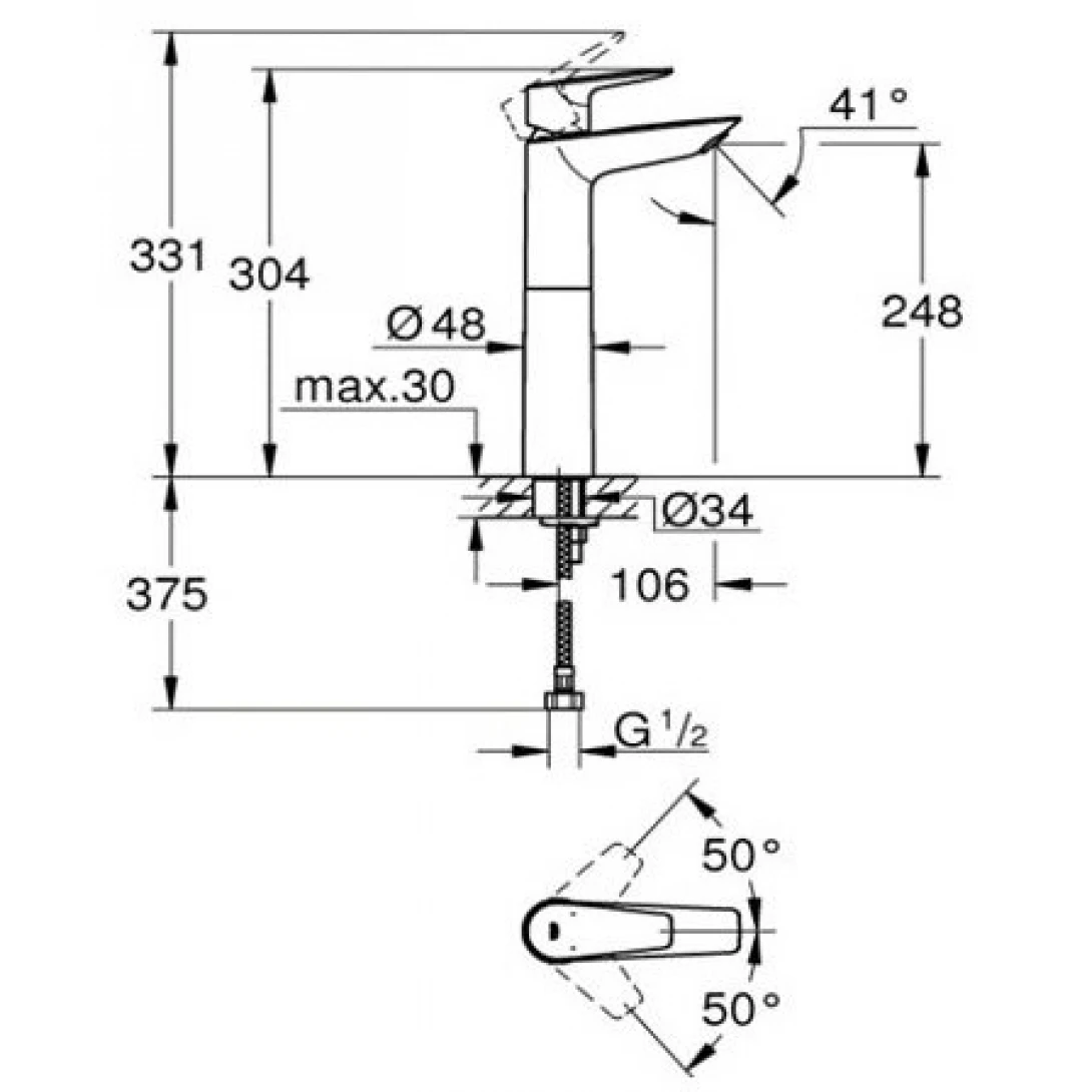 Vòi Lavabo GROHE BauEdge XL-Size 23910001 nóng lạnh - Ảnh 3