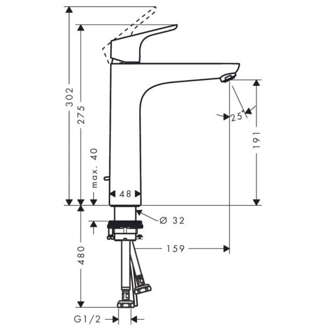 Vòi Lavabo Hansgrohe 31608007 nóng lạnh Thân Cao - Ảnh 3