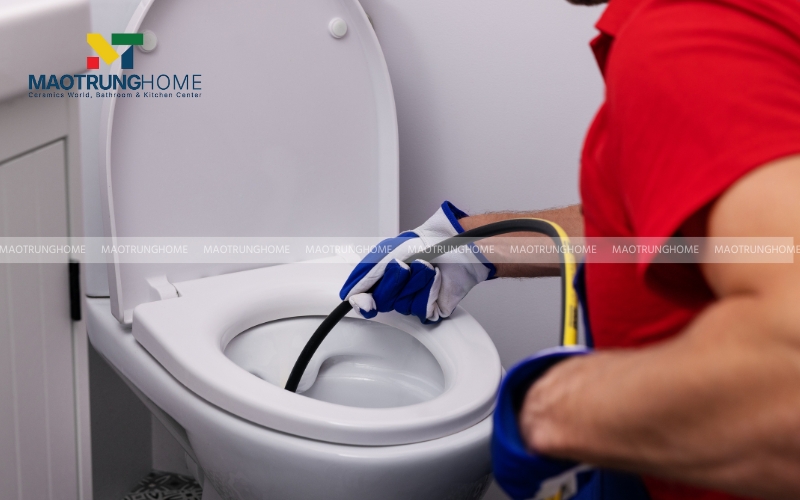 Dùng dây thông cống lò xo cầm tay