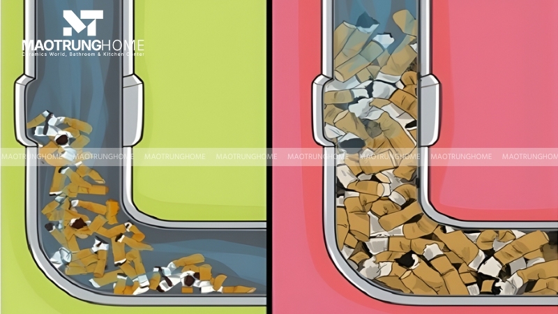 Ống thông hơi bị bịt kín tạo ra tiếng kêu "ục ục"