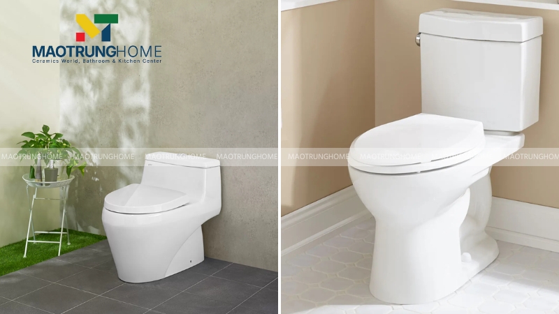 Phân loại theo kiểu dáng: Bồn cầu 1 khối và 2 khối