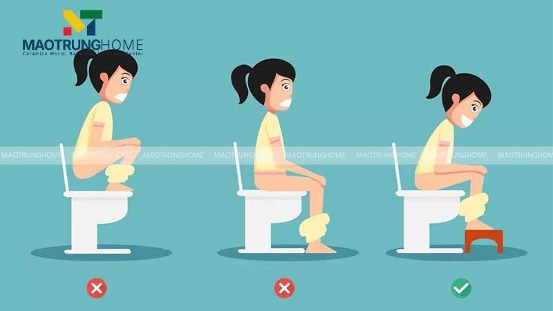 Nhiều chuyên gia sức khỏe khuyên dùng bồn cầu bệt kết hợp ghế đôn kê chân