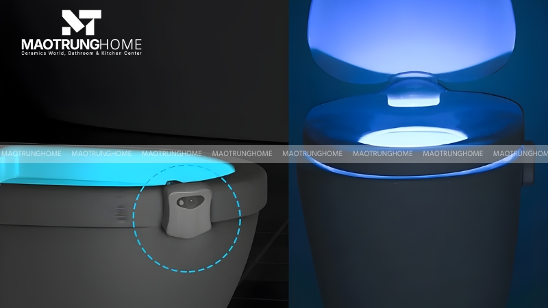 Đèn phát sáng ban đêm giúp dễ định vị bồn cầu trong đêm