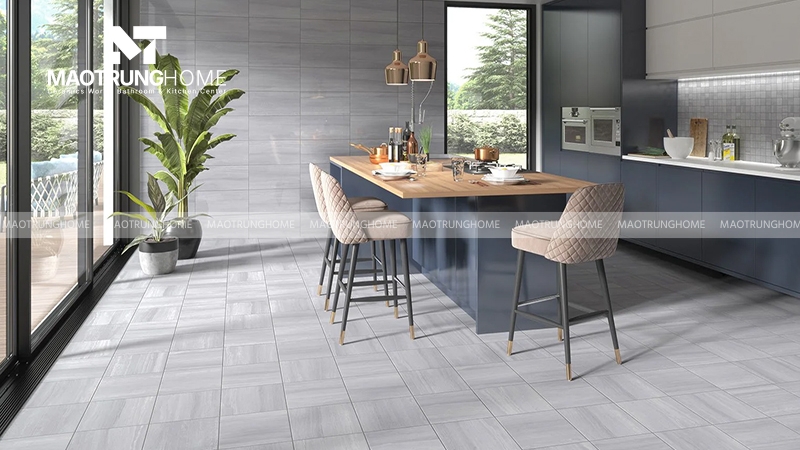 Mẫu gạch lát nền nhà bếp sạch sẽ