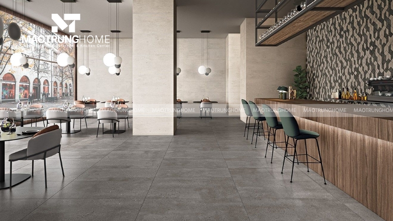 Gạch lát nền vân xi măng với gam màu xám