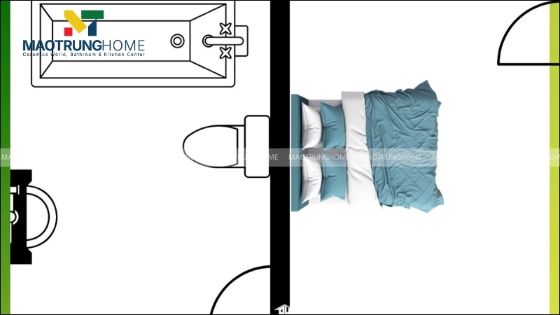 Bạn không nên đặt bồn cầu tựa lưng vào đầu giường ngủ phòng bên cạnh