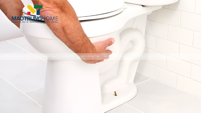 Đặt thân bồn cầu vào vị trí