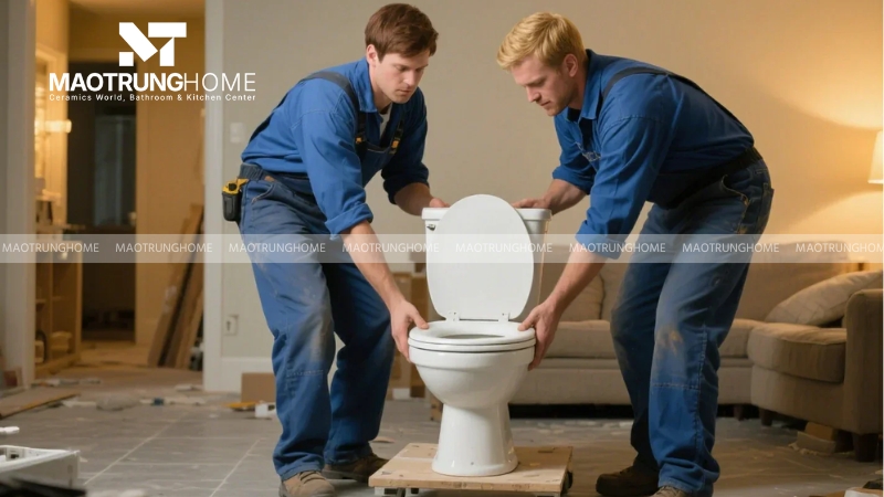 Đặt bồn cầu vào vị trí