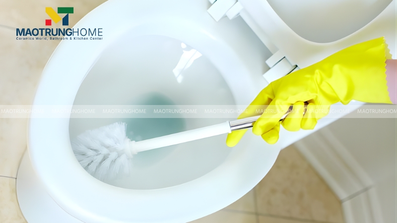 Sau khi tháo nắp cũ, đây là thời điểm tốt để vệ sinh bồn cầu