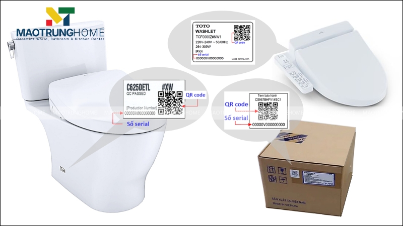Bạn nên tìm mã sản phẩm trên thân bồn cầu trước để biết kích thước