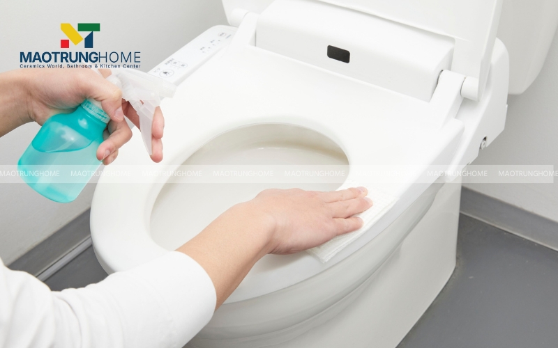 Vệ sinh bồn cầu và nắp sau khi tháo