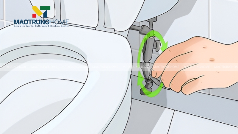 Khóa van cấp nước và xả sạch nước trong két