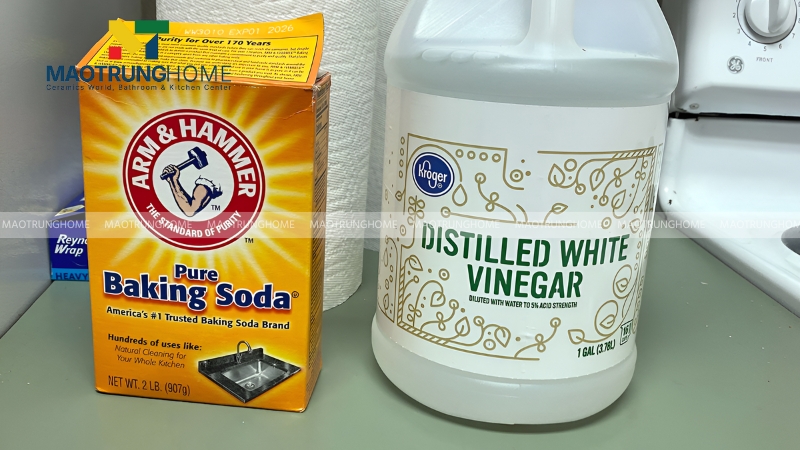 Dùng baking soda kết hợp giấm ăn