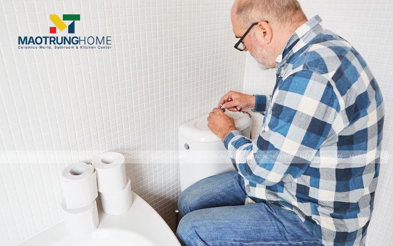 Mở nắp két nước bồn cầu ra và nhỏ vài giọt phẩm màu