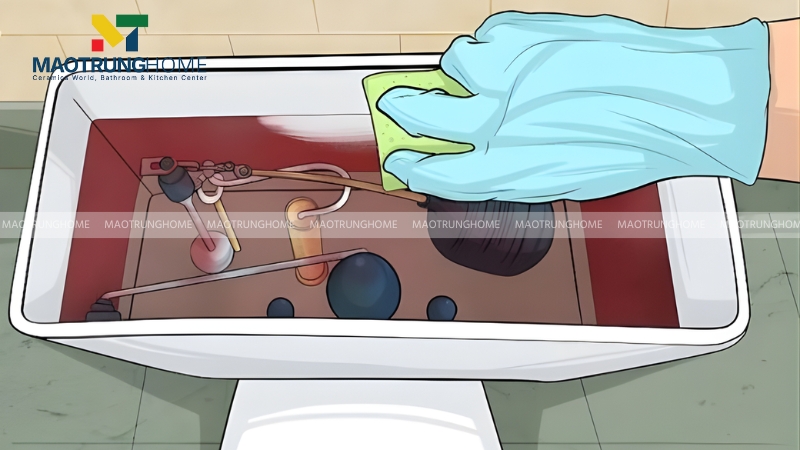 Vệ sinh két nước định kỳ giúp bảo vệ lớp men của lòng bồn cầu