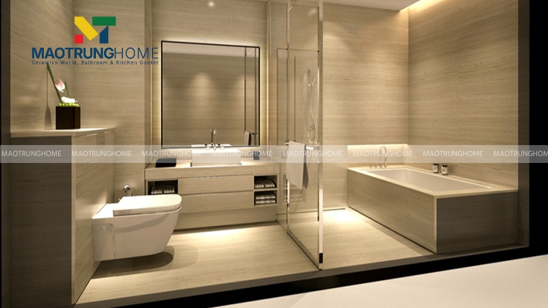 Nhà vệ sinh với tông màu ấm