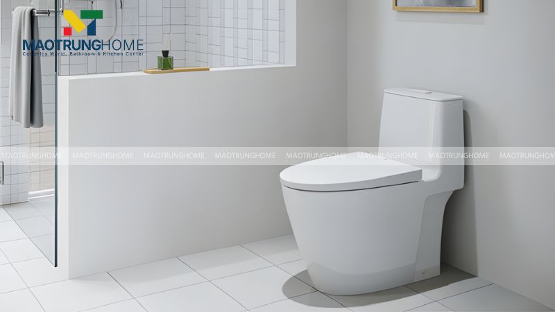 Bồn cầu 1 khối có két nước và thân bồn được đúc liền mạch thành một khối duy nhất