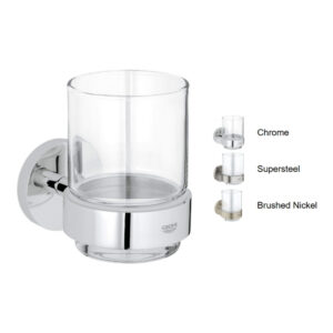 Bộ giá và ly thủy tinh gắn tường Essentials GROHE 40447001