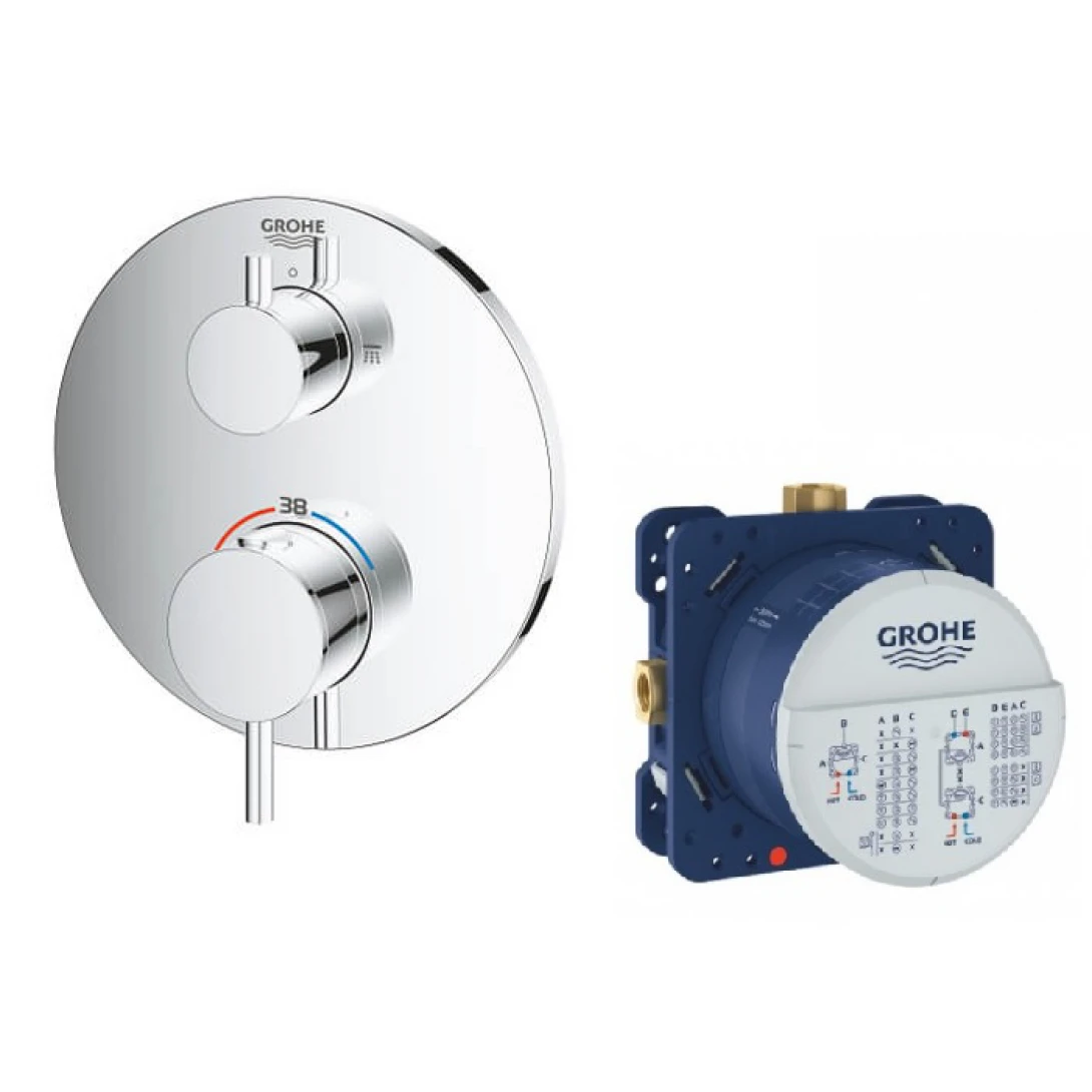 Mặt Bộ Trộn Âm Ổn Nhiệt Grohe Atrio 24135003 + 35600000 Gắn Tường - Ảnh 2