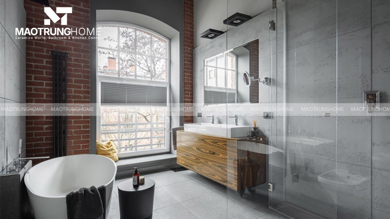 Mẫu nhà vệ sinh phong cách Công nghiệp (Industrial) với phong cách cá tính