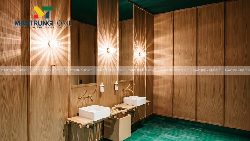 Thiết kế nhà vệ sinh nhà hàng phong cách mộc mạc (Mẫu 2)