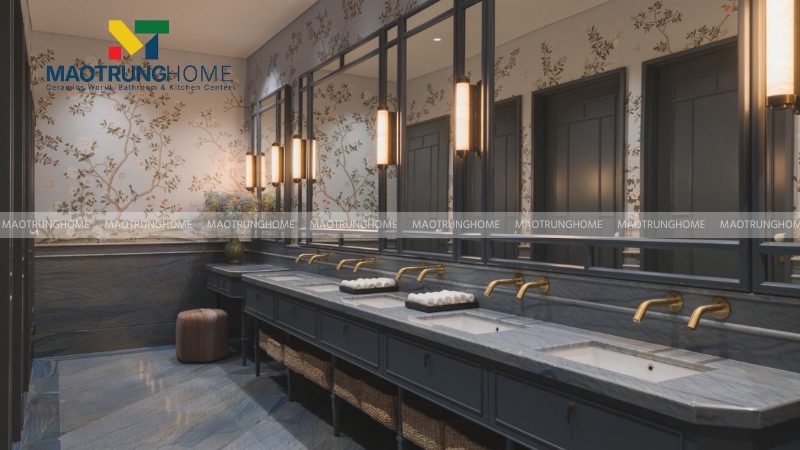 Thiết kế nhà vệ sinh nhà hàng phong cách sang trọng (Mẫu 3)