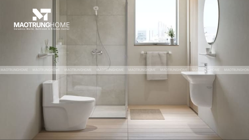 Nhà vệ sinh kết hợp phòng tắm tiện lợi, gọn gàng và sang trọng
