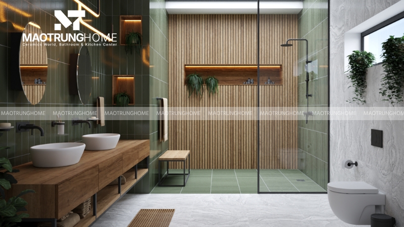 Thiết kế nhà vệ sinh và nhà tắm riêng: Phong cách Biophilic (Mẫu 6)