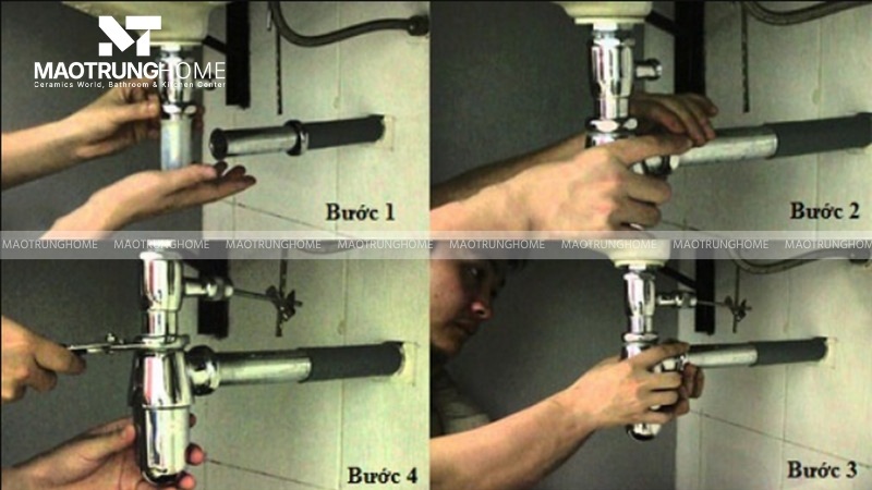 Các bước lắp đặt xi phông vào chậu rửa mặt