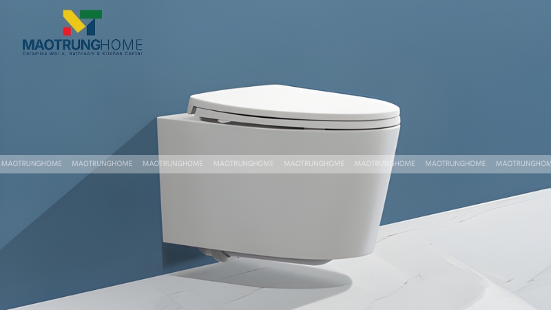 Bồn cầu treo tường có thân được treo trực tiếp lên tường