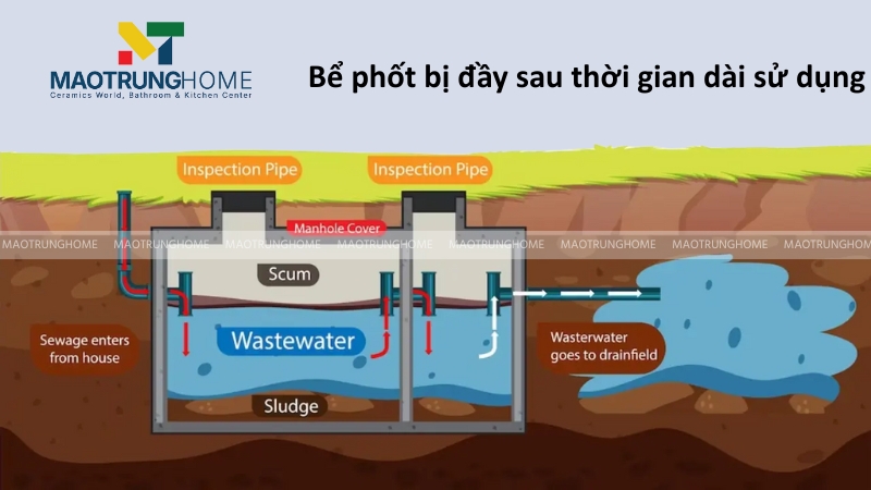 Bể phốt bị đầy sau thời gian dài sử dụng