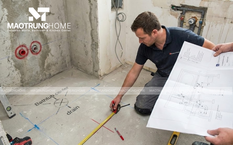 Xác định vị trí lắp đặt trên bản vẽ và thực tế