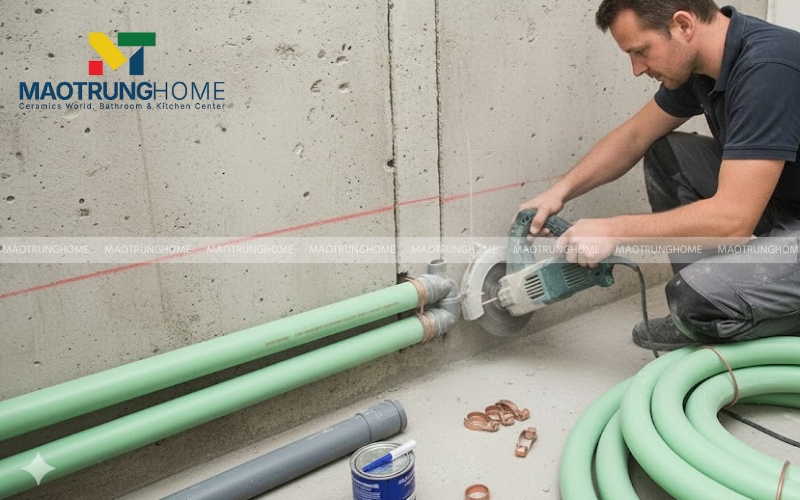 Thi công đường ống cấp nước nóng và lạnh