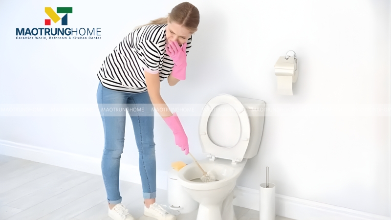 Bồn cầu bị hôi do gioăng cao su bị hở, không tạo được lớp đệm kín ngăn mùi