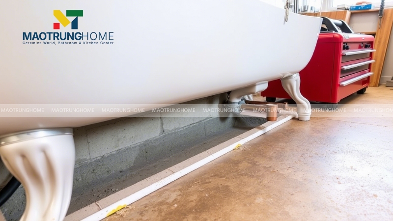 Xây bệ đỡ bằng gạch và vữa xi măng