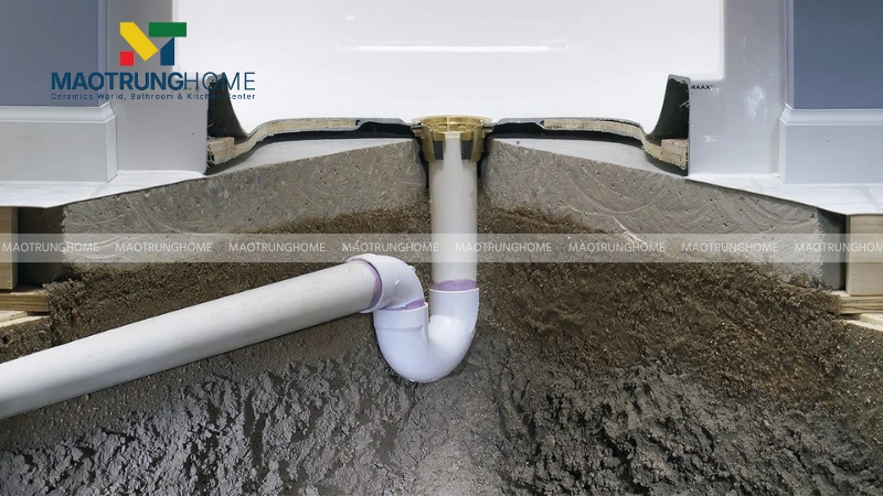 Lắp đặt bộ xả và kết nối ống thoát nước