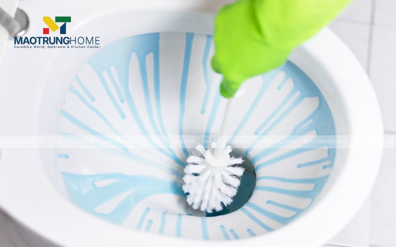 Vệ sinh bên trong lòng bồn cầu