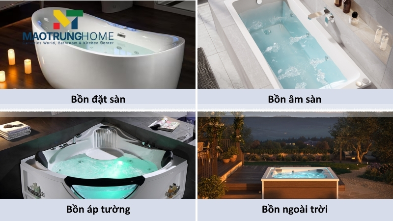 Phân loại bồn Jacuzzi theo vị trí lắp đặt
